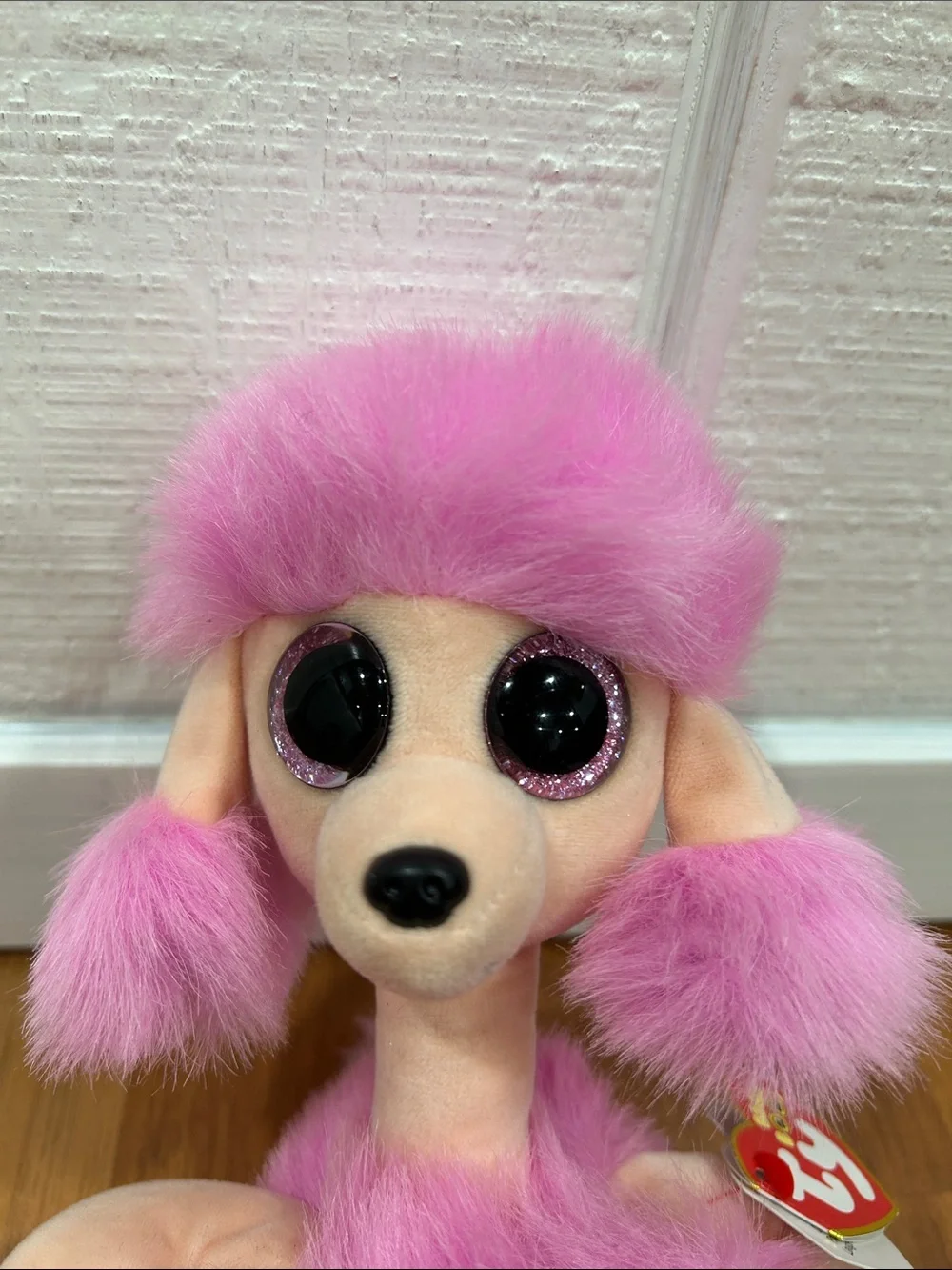 Ty Pink Plush Poodle with Glitter Eyes and Sparkle Paws